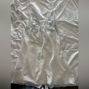 white lacy slip dress